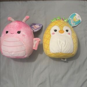 Squishmallows Pink Bug and Yellow Penguin Plush Duo